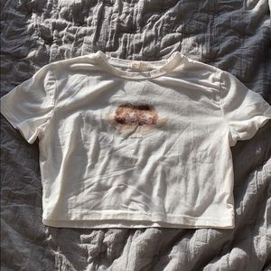 White angel cropped tee